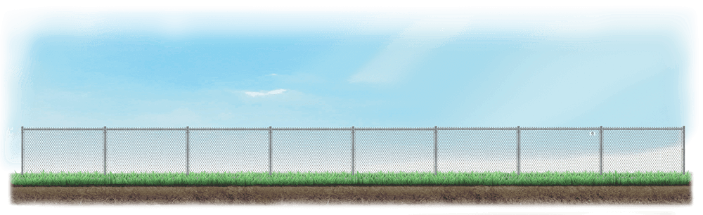 A level fence installed on level ground