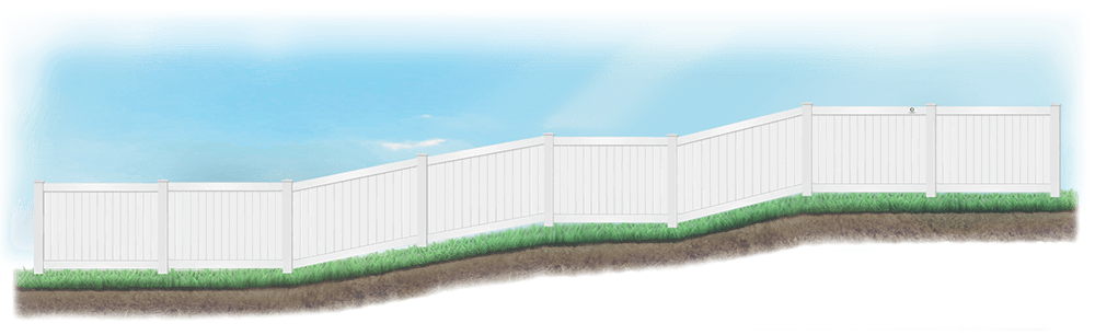 Racked fence on sloped ground