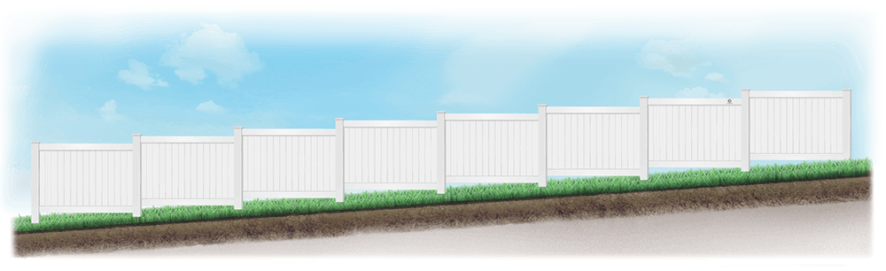 A stepped fence on angled ground