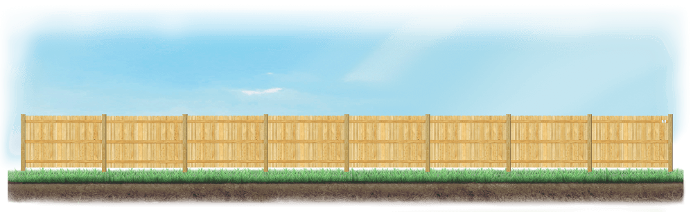 A level fence installed on level ground