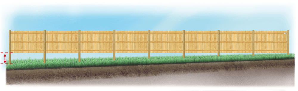 A level fence installed on uneven ground Dallas Texas
