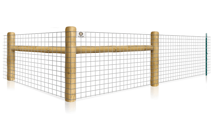 Wire Mesh T-post fence with H-brace for farms in the Fort Worth, TX area.