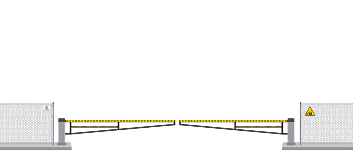 Automated Barrier swing gate  in closed position