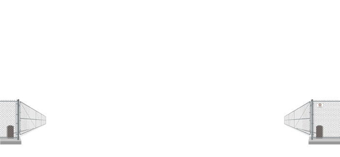 Automated chain link swing gate in open position