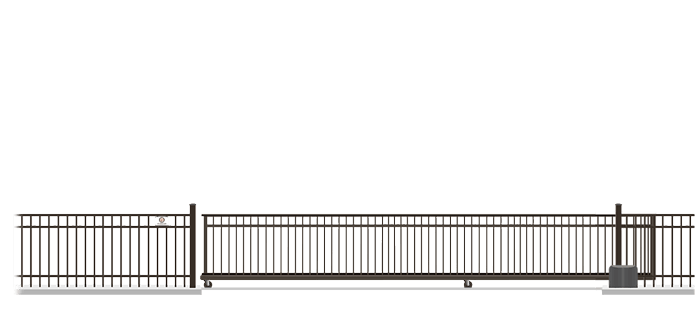 Automated Metal V-Track gate  in closed position