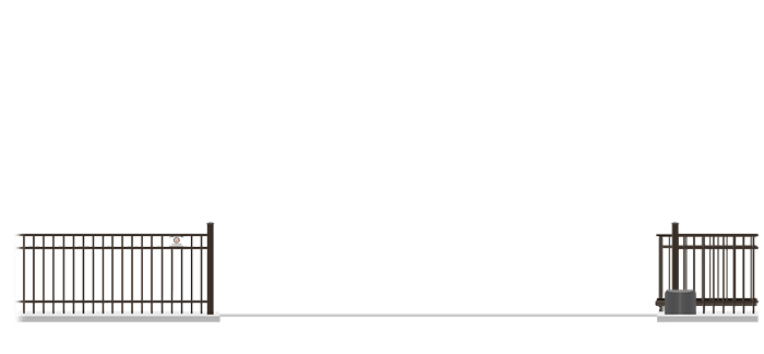 Automated Metal V-Track gate  in open position