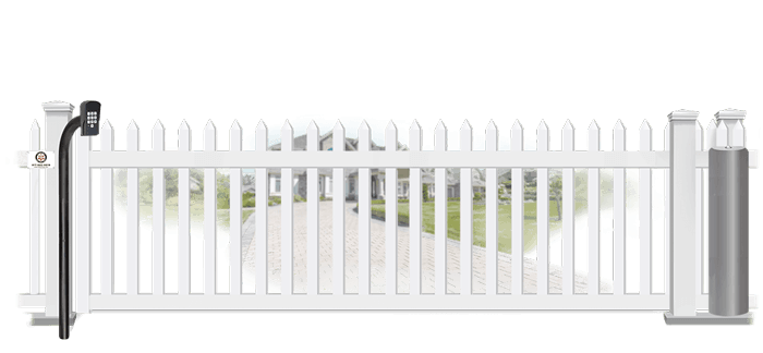 Vinyl sliding estate gate in closed position