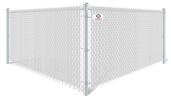 White commercial chain link fence with white privacy slats in Fort Worth, TX