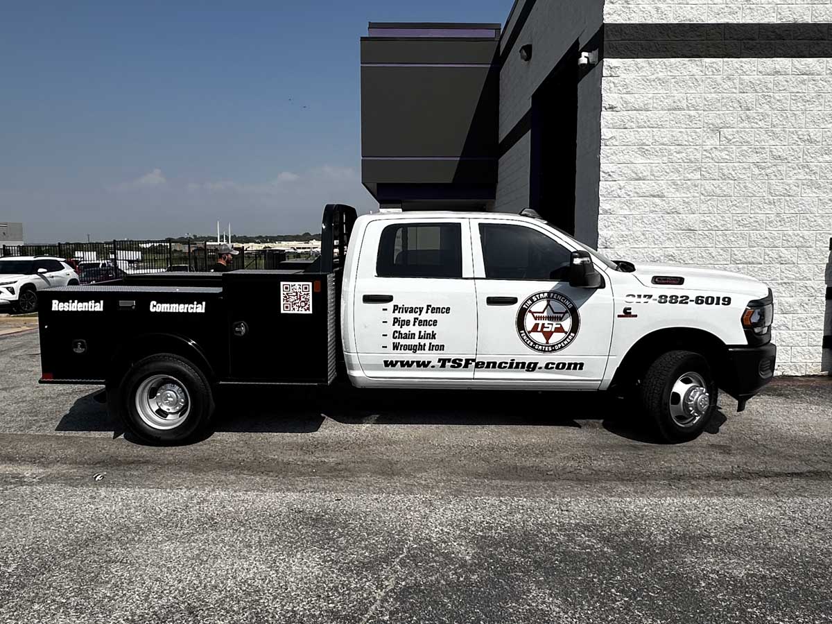 Fence with Tin Star Fencing Work Truck – Residential & Commercial Fence Services in Fort Worth, TX in Fort Worth, TX