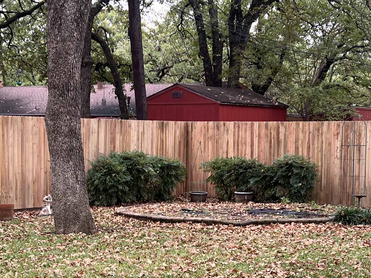Fence with Privacy Fence Installation in Shaded Backyard – Natural Wood Fencing for Residential Use in Fort Worth, TX