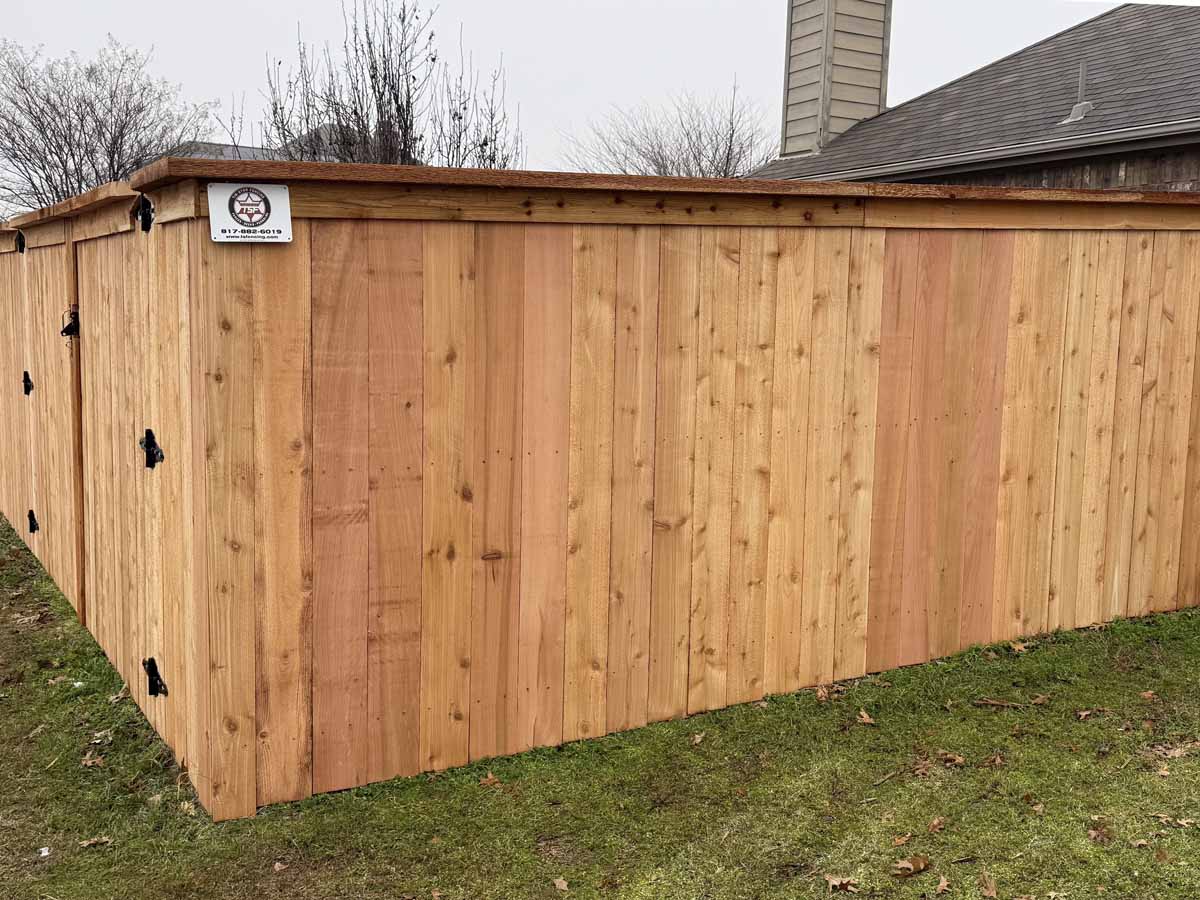 Fence with Cedar Privacy Fence with Trim Cap and Double Gate – New Fence Installation in Fort Worth, TX in Fort Worth, TX